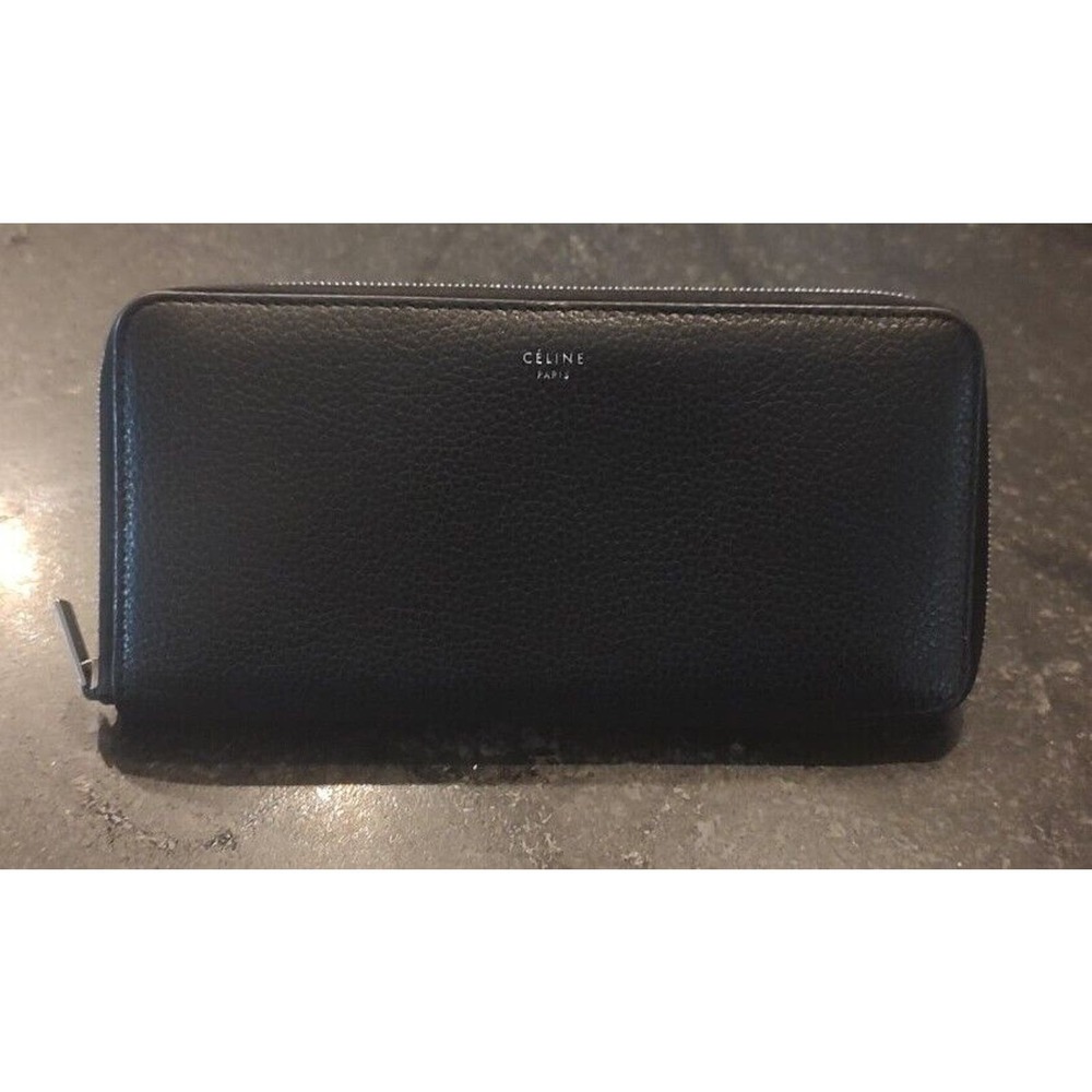 Céline Calfskin Long Zipper Wallet-Black And Yellow-used-*See Photos* CoA